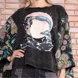 Bohemian Black and Multicolor Women's Blouse